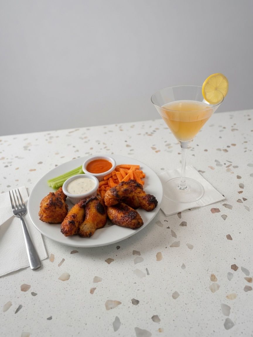 Red Rock Wings at Back Nine Bistro & Bar, served with celery, carrots, buffalo sauce and ranch